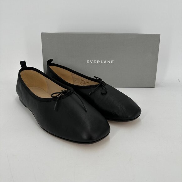 Everlane The Italian Leather Day Ballet Flats size 9.5 Women's Black posd - Picture 1 of 7